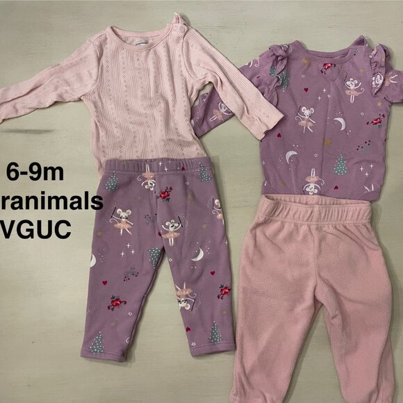 Lot of 2 Twin Girl Matching Holiday Outfits 6-9m Garanimals - Picture 1 of 2